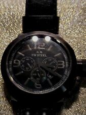 Usado, Relógio masculino TW Steel TW843 preto e preto cronógrafo pulseira de couro. Bateria nova.  comprar usado  Enviando para Brazil