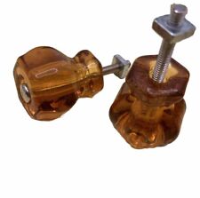 Par de botões de gaveta de vidro âmbar estilo antigo puxa com ferragens comprar usado  Enviando para Brazil