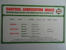 Castrol lubrication index for sale  EASTBOURNE