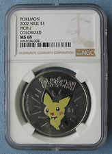 2002 Niue Pokemon Pichu $1 Coin Colorized - NGC MS 68 (Nintendo Pobjoy Mint) for sale  Canandaigua