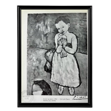 Usado, Impressão original assinada por Pablo Picasso menina com pombo, arte vintage de 1901  comprar usado  Enviando para Brazil