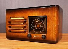 Radio de tubo antigua Zenith de madera antigua - restaurada en funcionamiento Art Deco esfera negra segunda mano  Embacar hacia Argentina
