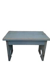 Vintage Shabby Chic Cottage Primitive Wooden Foot Step Stool Bench Painted Blue for sale  Shipping to South Africa
