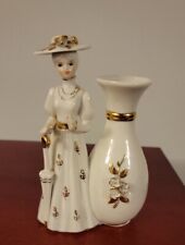 Dama victoriana de porcelana vintage con florero / Mary Poppins / paraguas / florero de brotes segunda mano  Embacar hacia Argentina