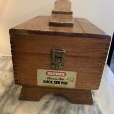 Vintage KIWI Genuine Oak Shoe Server Shoe Shine Box for sale  Shipping to South Africa