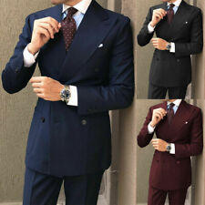 Men Suits Wide Lapel Double Breasted Formal Wedding Party Wear Groom Coat Pants, used for sale  Shipping to South Africa