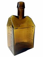 E. G. Booz's Old Log Cabin Shaped Whisky Bottle Amber Vtg Philadelphia USA 1840, used for sale  Shipping to South Africa