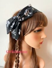 Black Skulls Crossbones Headband Hairband Bandana Hair Tie Band Pirate Costume for sale  Shipping to South Africa