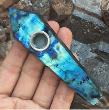 1 pieza pipa de fumar labradorita natural cristales de cuarzo punta obelisco varita curativa, usado segunda mano  Embacar hacia Argentina