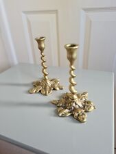 Beautiful Pair Of Vintage Brass Candlestick Holders, Twisted Design. Pre 1960s! for sale  Shipping to South Africa