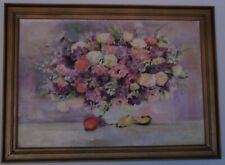Obraz olejny ręcznie malowany, kwiaty 35x50, w ramie 42x57 , używany na sprzedaż  PL
