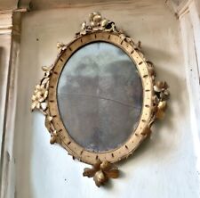 Antique Wooden Carved Gold Gilt Ornate Wall Mirror Flowers, used for sale  Shipping to South Africa