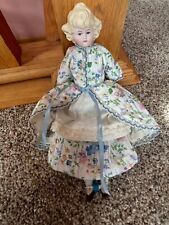 Used, 10" Lovely antique blonde china head Parian Cabinet cloth girl doll unusual hair for sale  Shipping to South Africa