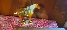 Vintage Chinese Tang Sancai Drip Glaze Pottery Green War Horse Figurine, 6" for sale  Shipping to South Africa