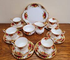 Royal Albert Old Country Roses 22 Piece Tea Set Service Trio Milk Sugar, used for sale  Shipping to South Africa
