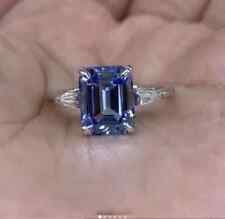 2.50Ct Emerald Lab Created Tanzanite Diamond Wedding Ring 14K White Gold Finish., used for sale  Shipping to South Africa