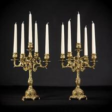 Par de candelabros | Dois castiçais de bronze meados dos anos 1900 | Vintage barroco | 13,8"_ comprar usado  Enviando para Brazil