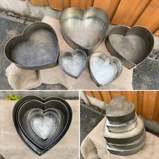 Vintage Set Of 5 Heart Shaped Professional Baking Tins / Wedding Tiered Cake for sale  Shipping to South Africa