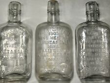 Great Lot of 3 Embossed Whisky Flasks Dated Saloon California Wine Depot Bottles, used for sale  Shipping to South Africa