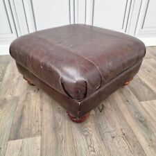 Vintage Brown Foot Stool Pouffe Leather Effect Vinyl Ottoman Retro Chesterfield for sale  Shipping to South Africa