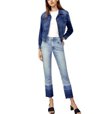 Jeans cropped 3X1 abrigo cintura alta perna reta bainha crua espectro azul lavagem tamanho 27 comprar usado  Enviando para Brazil