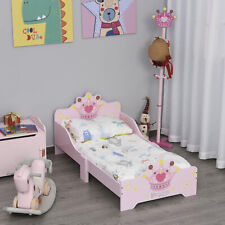 Kids Wooden Princess Crown & Flower Single Bed w/ Safety Side Rails Slats Pink for sale  Shipping to South Africa