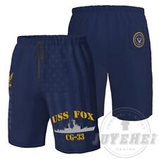 Bermuda de praia masculina USS Fox CG-33 baús de banho secagem rápida forro de malha comprar usado  Enviando para Brazil