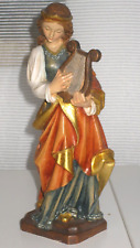 Figurka drewniana rzeźbiona, kobieta z lirą / leją, 19 cm, święta ? Ręcznie robione, TOP11C na sprzedaż  Wysyłka do Poland