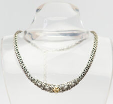 Soberbo colar de corrente tecido prata esterlina ouro 18k detalhe flor Barbara Bixby comprar usado  Enviando para Brazil