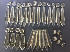VTG Lot of 23 Star Cut Chandelier Crystals Prisms Glass with Hooks 4" for sale  Shipping to South Africa