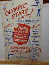 Rare Original 1955 AAU OLympic Gymnastics Meet Poster Rochester NY Gymnast for sale  Shipping to South Africa