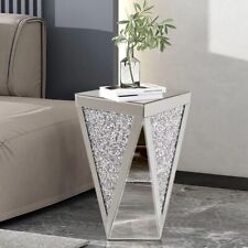 Mesa final espelhada prata - incrustação de cristal, 22" H, mesa de destaque para sala de estar, comprar usado  Enviando para Brazil