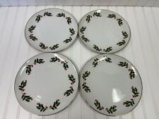 Mervyn’s set of 4 Dinner plates Christmas Holly Fine Porcelain Japan for sale  Shipping to South Africa