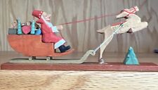 RARE East Germany VTG  ERZGEBIRGE Santa Sleigh Reindeer  Hand-Carved Wood for sale  Shipping to South Africa