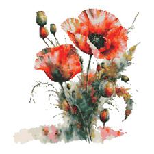 Poppies cross stitch for sale  Shipping to Ireland