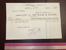 Recibo antigo Albany New York 1899 Kenwood Felts Bristol RI F.C. Huyck & Sons, usado comprar usado  Enviando para Brazil
