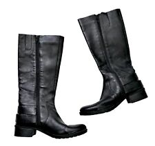 Botas de Cuero Negro Nine West Talla 8 1/2 Rodilla Alta 1 1/4" Talón Cierre con Cremallera segunda mano  Embacar hacia Mexico