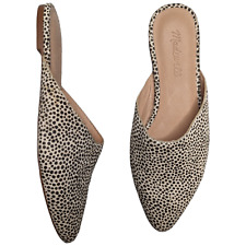 Madewell Remi Beige Dalmation Spotted Calf Hair Pointed Toe Open Back Mules 7, used for sale  Shipping to South Africa