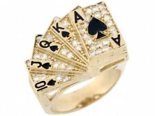 Anillo de esmalte de póquer de diamantes enchapado en oro amarillo de 14 K de corte redondo creado en laboratorio creado en laboratorio 2 quilates segunda mano  Embacar hacia Argentina