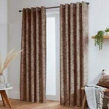 Crushed Velvet Ready Made Eyelet Curtains / Mocha / 66"x72" / REFURBISHED for sale  Shipping to South Africa