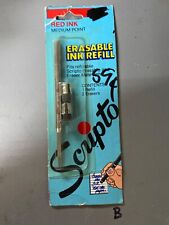 Vintage Scripto Erasable Ink Refill Red  Ink Medium  Point with Erasers NOS, used for sale  Shipping to South Africa