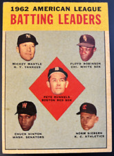 1963 Topps #2 AL Batting Leaders/Pete Runnels/Mickey Mantle/Floyd Robinson/Norm for sale  Shipping to South Africa