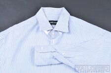 Camisa social de luxo listrada azul branca algodão GIORGIO ARMANI BLACK LABEL - 16,5 comprar usado  Enviando para Brazil