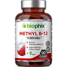 Pastillas veganas Biophix Methyl B-12 sabor cereza 10000 mcg 90, usado segunda mano  Embacar hacia Argentina