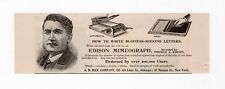 1897 Edison Mimeograph Duplicating Machine Print Ad Art From A. B. Dick Co for sale  Shipping to South Africa