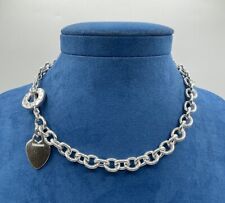 Auténtico collar de eslabones redondos con etiqueta de corazón de plata esterlina 925 de Tiffany & Co, usado segunda mano  Embacar hacia Argentina