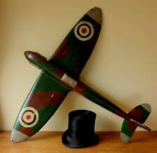 Large Handmade Wooden Spitfire. Vintage Scratch Built Decorative Model War Plane for sale  BATH