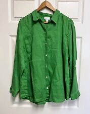 Blusa túnica verde J JILL Love linho com botões manga aba rolante grande comprar usado  Enviando para Brazil