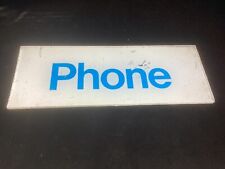 VINTAGE 70s  SMALL PAY PHONE BOOTH FRONT FROSTED WHITE GLASS LIGHT SIGN BLUE for sale  Shipping to South Africa