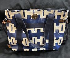 Usado, Bolsa de ombro feminina Tommy Hilfiger azul branca vinil lona bolso com zíper comprar usado  Enviando para Brazil